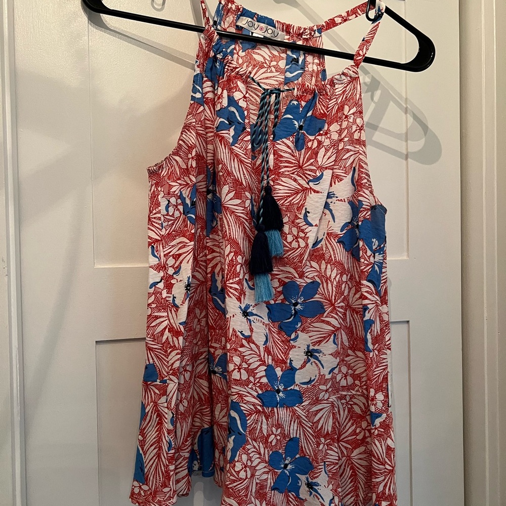 Joy Joy Red and Blue Floral top